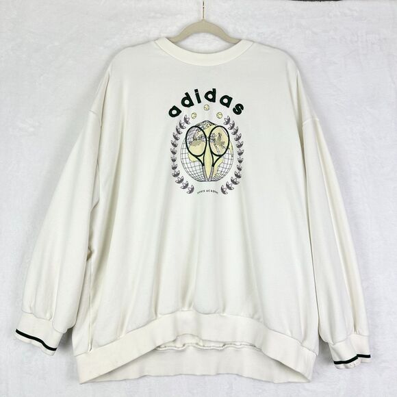 Adidas Tennis Academy Crew Sweatshirt Size Large Oversized Preppy Old Money - Picture 2 of 10